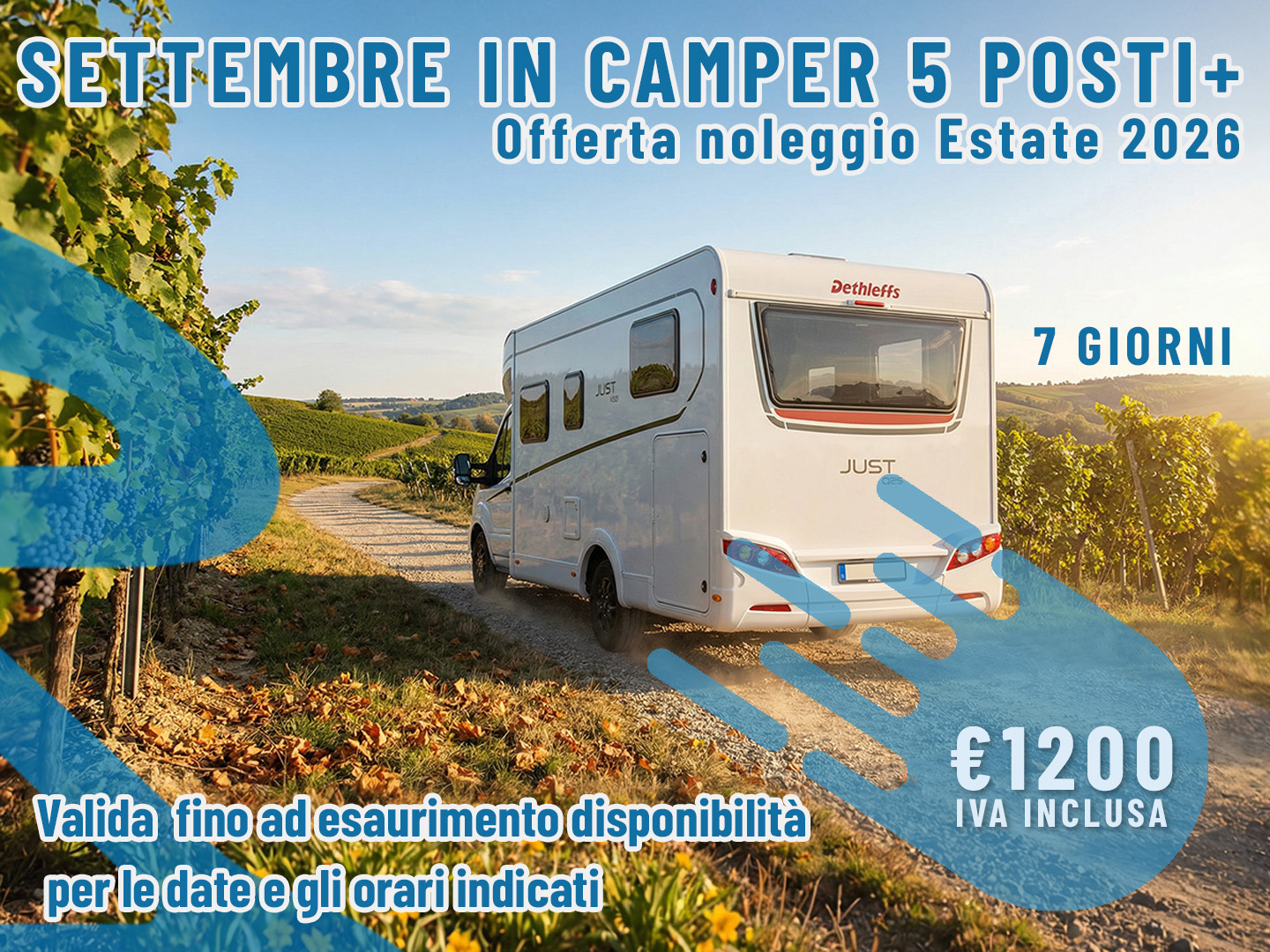 [Settembre] Offerta noleggio Camper: 7 giorni per 5 persone