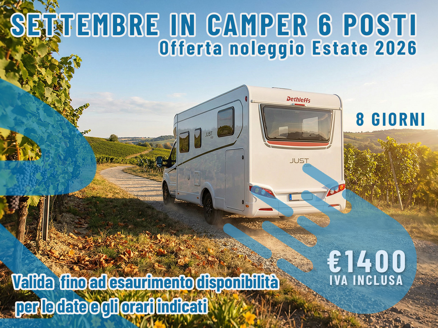[Settembre] Offerta noleggio Camper: 8 giorni per 6 persone