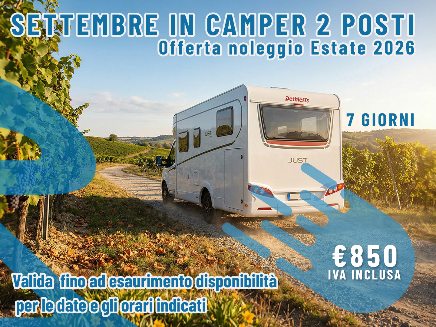 [Settembre] Offerta noleggio Camper: 7 giorni per 2 persone