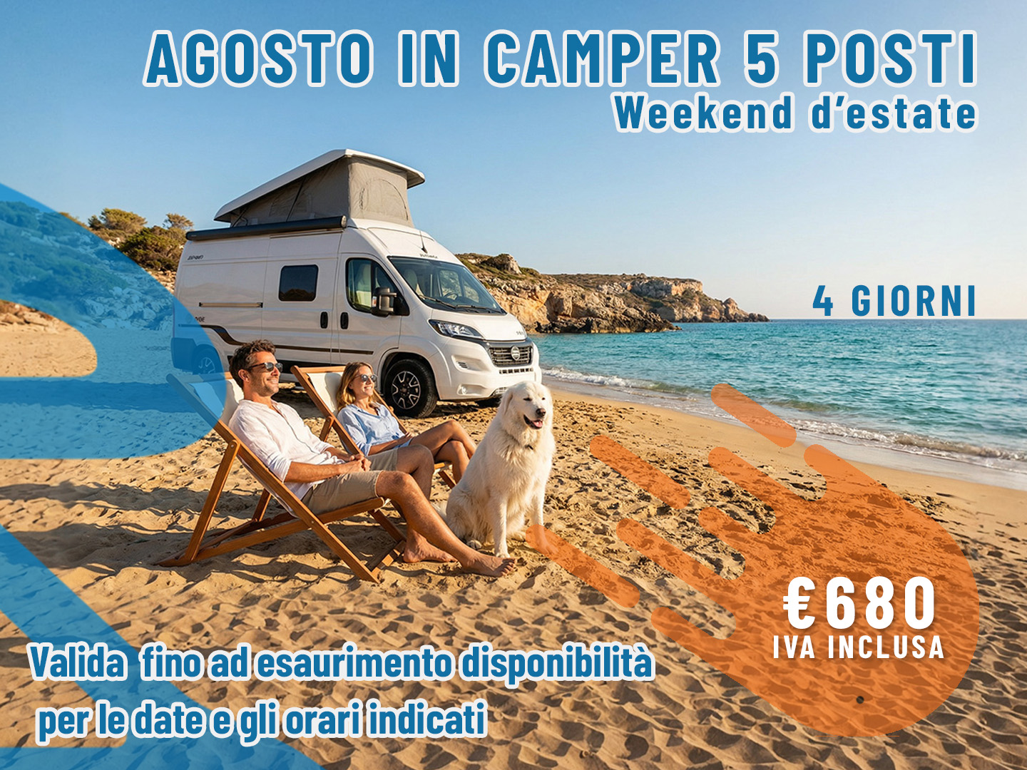 [Agosto] Offerta noleggio Camper: Weekend per 5 persone