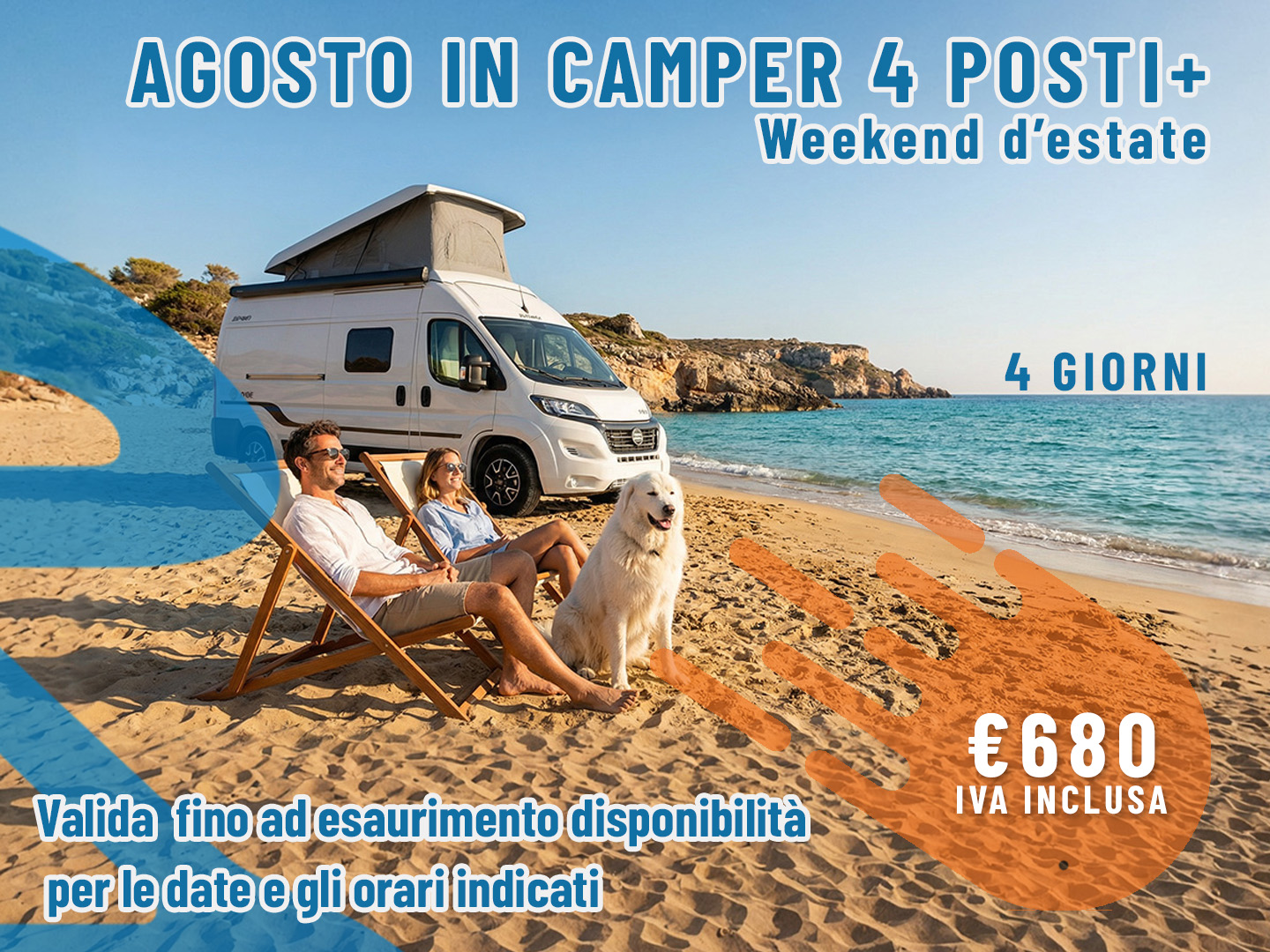 [Agosto] Offerta noleggio Camper: Weekend per 4 persone